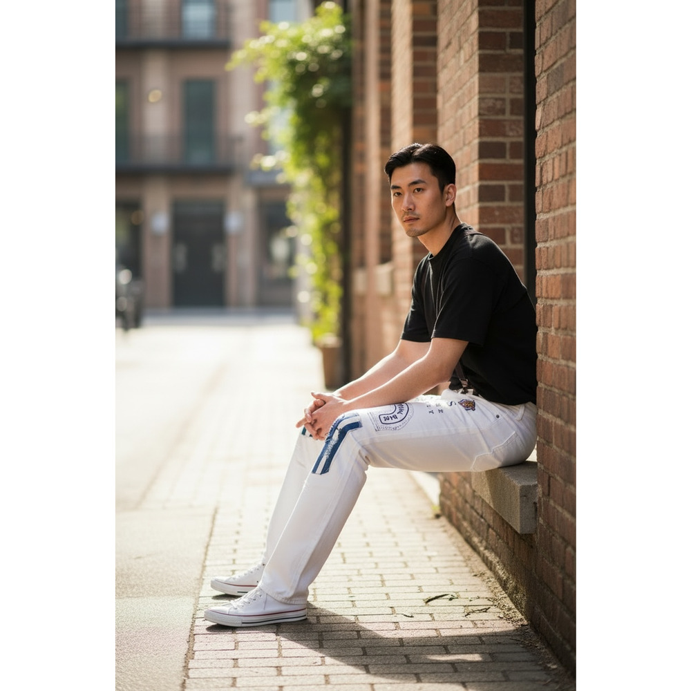 Polo Ralph Laure Jeans Men 867 36x30-Patchwork Distressed Upcycled graffiti - Picture 8 of 16